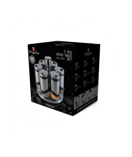 Набір для спецій на круглій підставці 7 предметів Berlinger Haus Black Silver Collection (BH-1991)